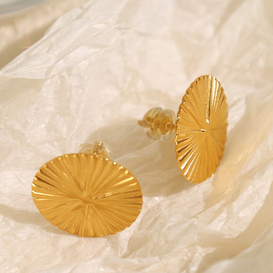 1 pair simple series retro geometric stainless steel gold plated women stud earrings
